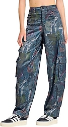 Adidas Originals Leaf Camo Print Satin Kadın Kargo Pantolon