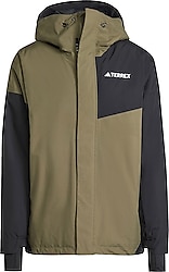 Adidas Terrex 2L Rain RDY IT3206 Kapüşonlu Su Geçirmez Haki Erkek Mont