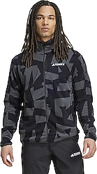 Adidas Terrex Multi Printed JY4814 Tam Fermuarlı Siyah Erkek Polar