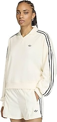 Adidas Terry Towel KD1401 Polo Yaka Beyaz Kadın Sweatshirt