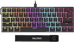 Ajazz NK61 Siyah Rainbow %60 TKL Red Switch Kablolu Mekanik Oyuncu Klavyesi