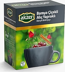 Akzer Bamya Çiçekli ve Alıç Yapraklı Bitki Çayı 60'lı