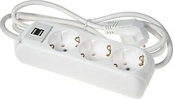 Almera Topraklı Kordonlu USB'li 3'lü 2 m Grup Priz