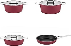 Amboss Anyolin Bordo 7 Parça Titanyum Tava Tencere Seti