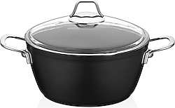 Amboss Dark Cam Kapaklı 24 cm Derin Titanyum Kaplama Granit Tencere