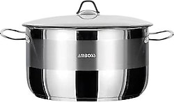 Amboss Saphire Cam Kapaklı 26 cm Derin Çelik Tencere