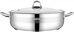 Amboss Saphire Cam Kapaklı 34 cm Basık Çelik Tencere