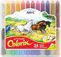 Amos Colorix Üçü Bir Arada 24'li Pastel Boya