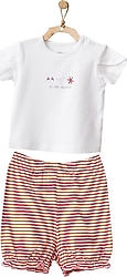 AndyWawa AC21670 Kırmızı Çizgili Kız Bebek Şort Takımı