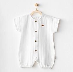AndyWawa AC25884 Beyaz Müslin Bebek Tulumu
