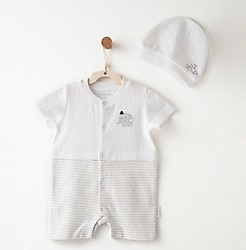 AndyWawa Jacquard Hello Elephant AC26591 Şapkalı Erkek Bebek Tulum Takımı
