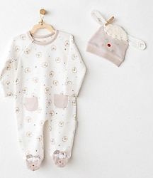 AndyWawa Tinny's Sheep AC26154 Şapkalı Bebek Tulum Takımı