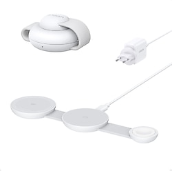 Anker Ufo MagGo B25M8 Beyaz 3in1 MagSafe Kablosuz Şarj Aleti