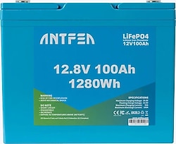 Antfea 12.8 V 100 Ah LiFePO4 Lityum Akıllı Solar Akü