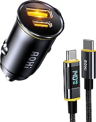 Aohi Superauto 65 W Type-C LED Kablolu Hızlı Araç Şarj Aleti