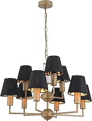 Apliqa Ellery 9'lu Siyah Şapkalı Eskitme Plafonyer Modern Avize