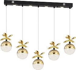 Apliqa Lokken Altın Sıralı Kristal Taşlı Modern LED Avize