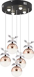 Apliqa Lokken Bakır Yuvarlak Kristal Taşlı Modern LED Avize