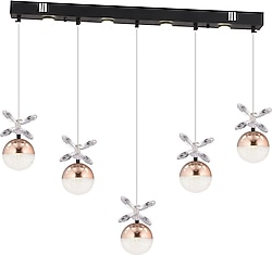 Apliqa Lokken Bakır Sıralı Kristal Taşlı Modern LED Avize