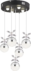 Apliqa Lokken Krom Yuvarlak Kristal Taşlı Modern LED Avize