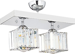 Apliqa Rivia 2'li Krom Kristal Taşlı Plafonyer Modern Salon Avize