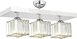 Apliqa Rivia 3'lü Krom Kristal Taşlı Plafonyer Modern Salon Avize