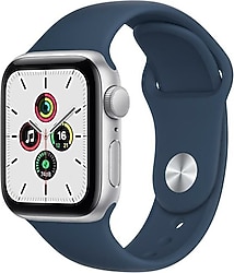 Apple Watch SE GPS 40mm Gümüş Rengi Alüminyum Kasa ve Mavi Spor
