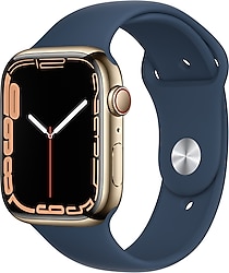 Apple Watch Series 7 GPS + Cellular 45mm Altın Paslanmaz Çelik Kasa ve Spor Kordon Akıllı Saat