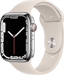 Apple Watch Series 7 GPS + Cellular 45mm Gümüş Paslanmaz Çelik Kasa ve Spor Kordon Akıllı Saat