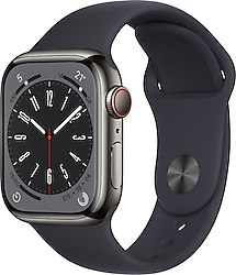 Apple Watch Series 8 GPS + Cellular 41mm Grafit Paslanmaz Çelik Kasa ve Spor Kordon Akıllı Saat