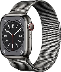 Apple Watch Series 8 GPS + Cellular 45mm Grafit Paslanmaz Çelik Kasa ve Milano Döngüsü Kordon Akıllı Saat