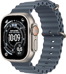 Apple Watch Ultra 3 GPS + Cellular 49mm Natürel Titanyum Kasa ve Demir Mavisi Ocean Kordon Akıllı Saat