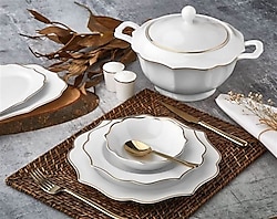 Aryıldız Prestige Bone 40017 60 Parça 12 Kişilik Yemek Takımı