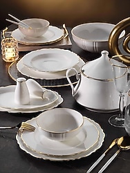 Aryıldız Gold Bone 34004 85 Parça 12 Kişilik Yemek Takımı