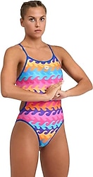 Arena Reversible Colourful Waves Print 005897 Kadın Yüzücü Mayosu