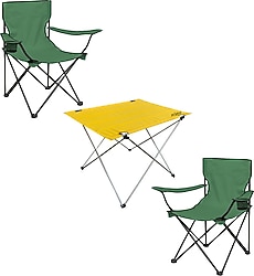 Argeus DY.001 73x54 cm 2 Kişilik Haki Kumaş Kamp Masa Sandalye Takımı