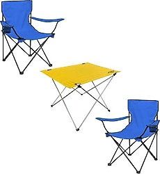 Argeus DY.001 73x54 cm 2 Kişilik Mavi Kumaş Kamp Masa Sandalye Takımı