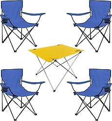 Argeus DY.001 73x54 cm 4 Kişilik Kumaş Kamp Masa Sandalye Takımı