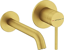 Artema Minimax Round A4353725 Fırçalı Altın Ankastre Lavabo Bataryası