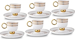 Aryıldız Aurelia Gold 12 Parça 6 Kişilik Kahve Fincan Takımı