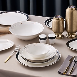 Aryıldız Crystal Provence Black Fileli 56 Parça 12 Kişilik Yemek Takımı