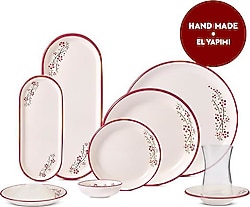 Aryıldız Rosella Kırmızı 36 Parça 6 Kişilik Seramik Kahvaltı Takımı