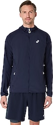 Asics Road Packable 2011D084-401 Kapüşonlu Lacivert Erkek Yağmurluk
