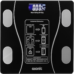 Asonic BS260 Siyah Akıllı Dijital Baskül