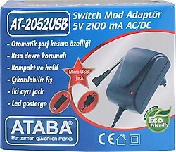 Ataba AT-2052 AC/DC Çift Jacklı 5 V 2100 MA Adaptör