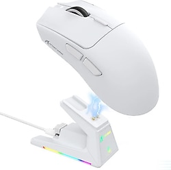 Attack Shark X1 Beyaz Şarj İstasyonlu Kablosuz Oyuncu Mouse