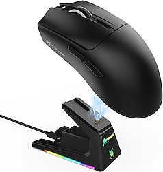 Attack Shark X1 Siyah Şarj İstasyonlu Kablosuz Oyuncu Mouse