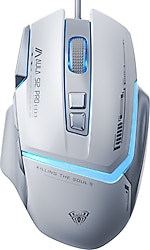 Aula S12 Pro Beyaz Makrolu Ergonomik Optik Kablolu Oyuncu Mouse