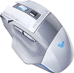 Aula SC550 Beyaz RGB Makrolu Optik Kablosuz Oyuncu Mouse