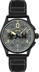 AVI-8 Spitfire Lock Chronograph AV-4089-08 Siyah-Gri Erkek Kol Saati